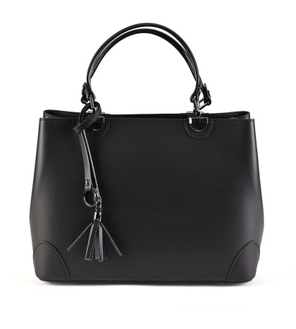Елегантна дамска чанта от естествена кожа цвят черно. Код: EK03 