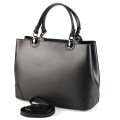 Елегантна дамска чанта от естествена кожа цвят черно. Код: EK03