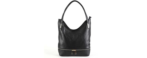 Код: EK05 Дамска чанта от естествена кожа тип торба в черен цвят