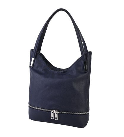Дамска чанта от естествена кожа тип торба в тъмносин цвят. Код: EK05