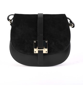 Дамска чанта от естествена кожа в черен цвят. Код: EK08 