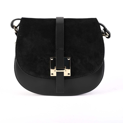 Дамска чанта от естествена кожа в черен цвят. Код: EK08