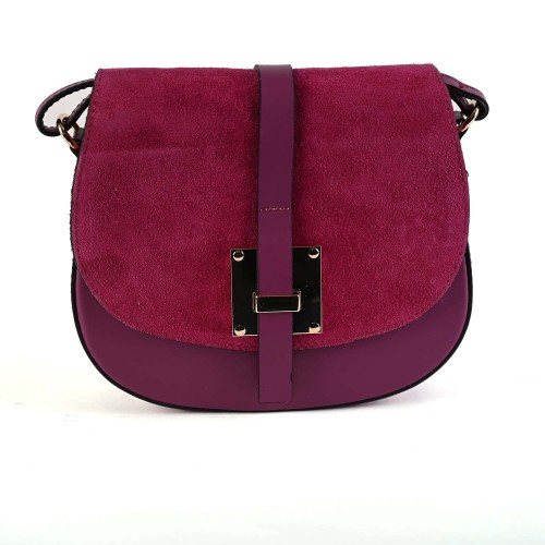 Дамска чанта от естествена кожа в цвят бордо. Код: EK08