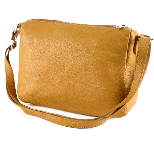 Дамска чанта от естествена кожа в жълт цвят. Код: EK11