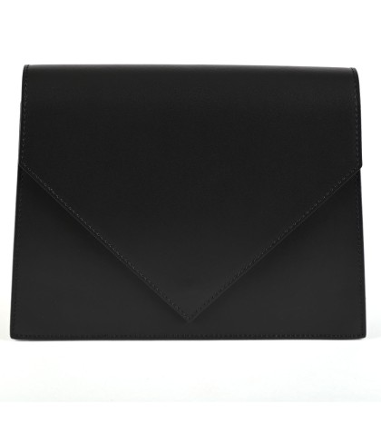 Елегантна дамска чанта от естествена кожа цвят черна. Код: EK12