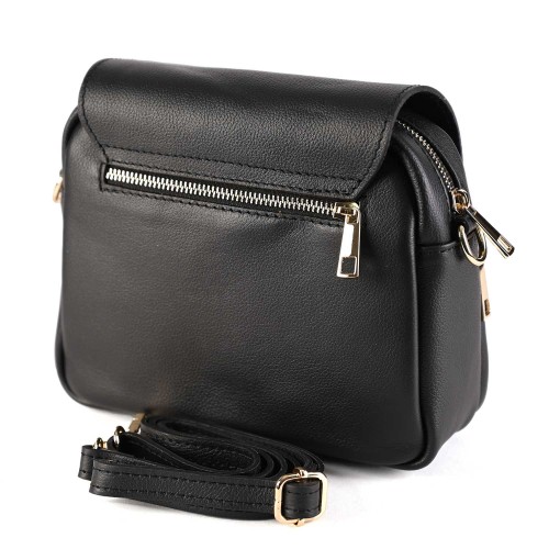 Дамска чанта от естествена кожа  в черно цвят. Код: EK16