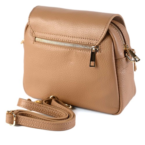 Дамска чанта от естествена кожа в бежов цвят. Код: EK16