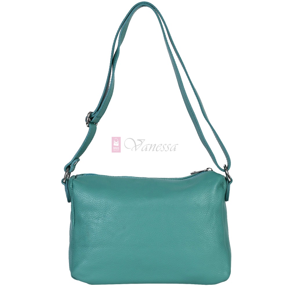 Дамска чанта от естествена кожа в цвят тюркоаз. Код: EK42