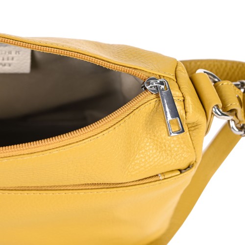Дамска чанта от естествена кожа в цвят горчица. Код: EK42