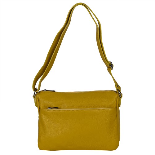 Дамска чанта от естествена кожа в жълт цвят. Код: EK42