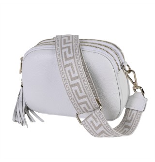 Дамска чанта от естествена кожа в бял цвят Код: EK48