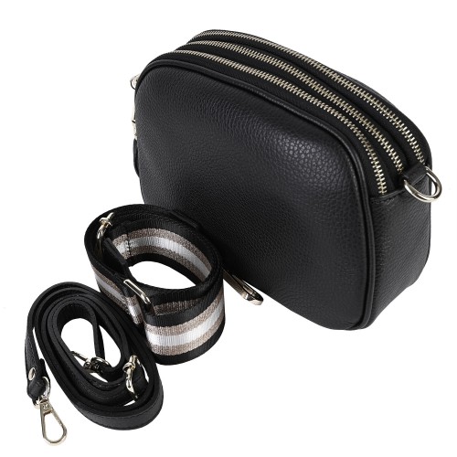 Дамска чанта от естествена кожа в черен цвят Код: EK48