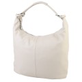 Голяма дамска чанта тип торба от естествена кожа в бежов цвят. Код: EK119