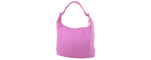Голяма дамска чанта тип торба от естествена кожа в цвят циклама. Код: EK119