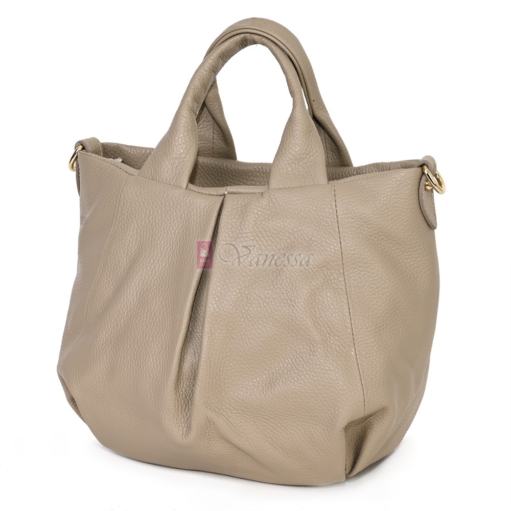 Дамска чанта, от естествена кожа, в бежов цвят Код: EK56