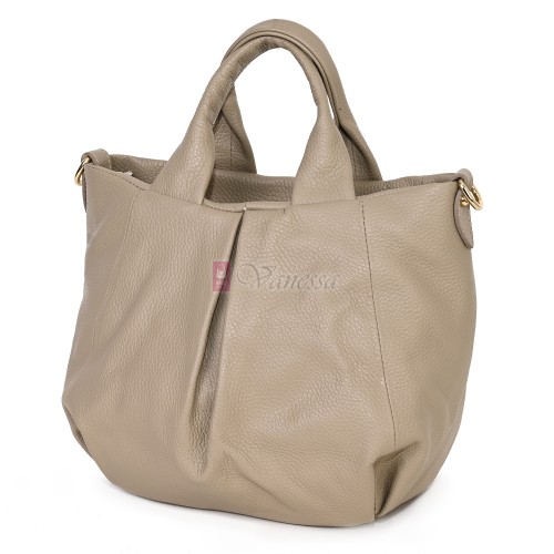 Дамска чанта, от естествена кожа, в бежов цвят Код: EK56