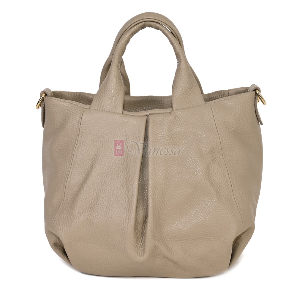 Дамска чанта, от естествена кожа, в бежов цвят Код: EK56