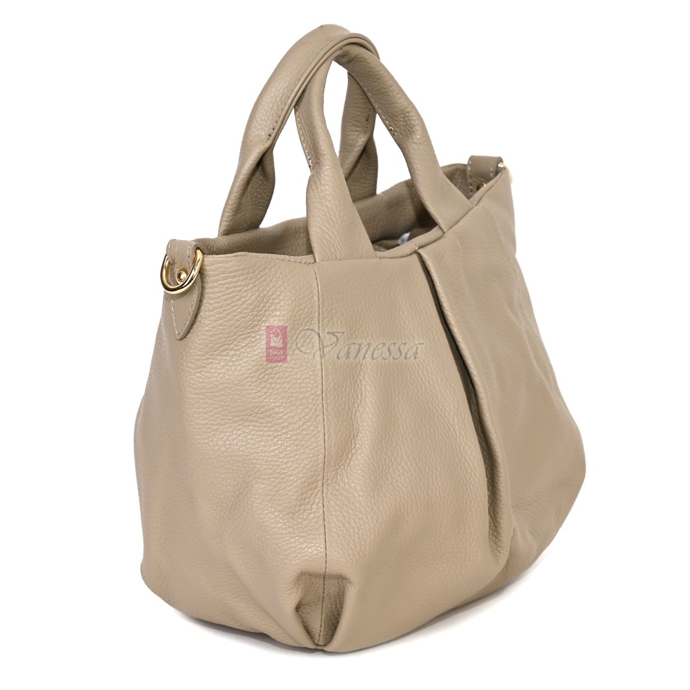 Дамска чанта, от естествена кожа, в бежов цвят Код: EK56