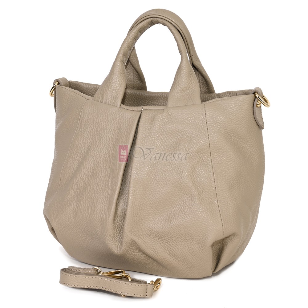 Дамска чанта, от естествена кожа, в бежов цвят Код: EK56