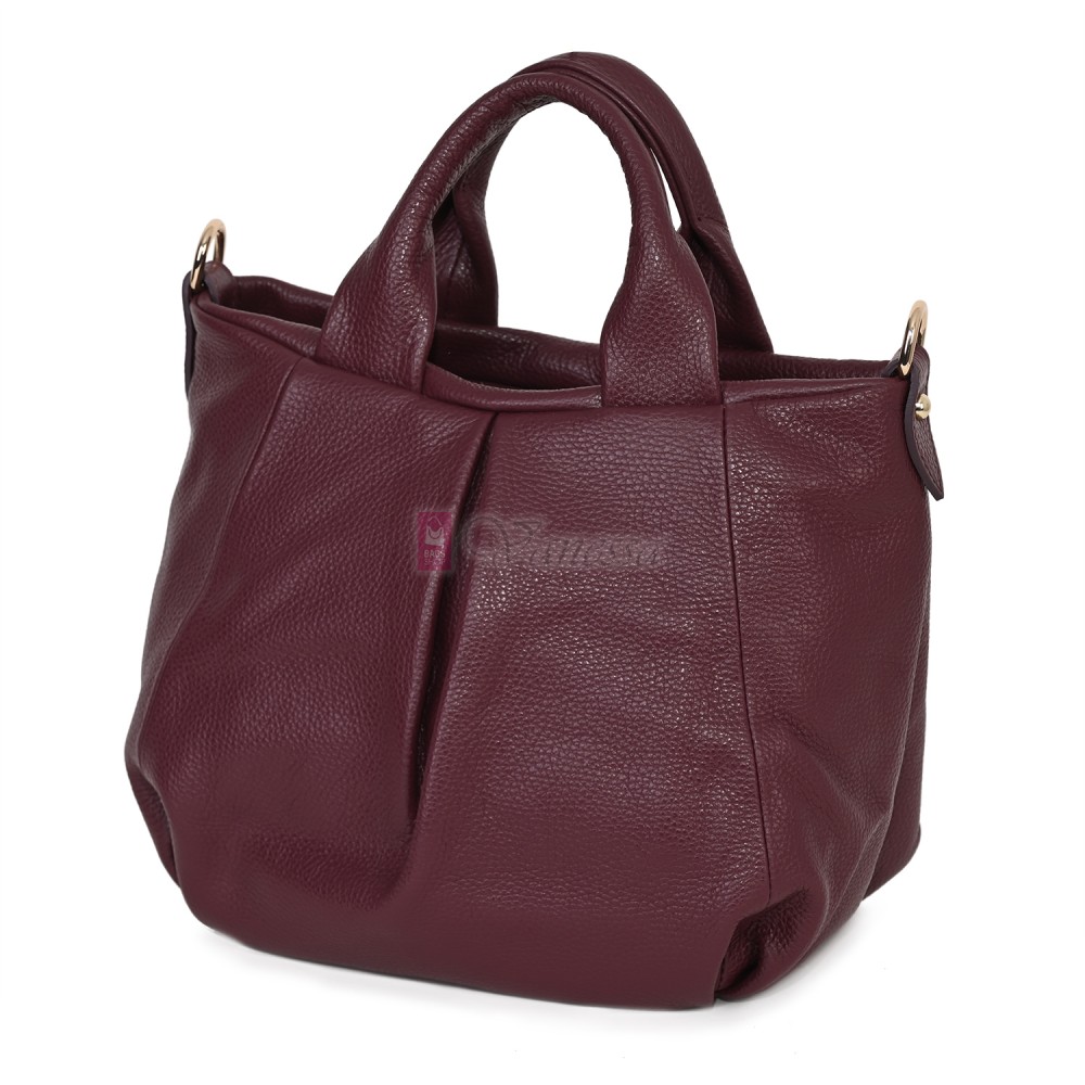 Дамска чанта, от естествена кожа, в цвят бордо Код: EK56