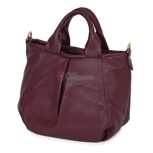 Дамска чанта, от естествена кожа, в цвят бордо Код: EK56
