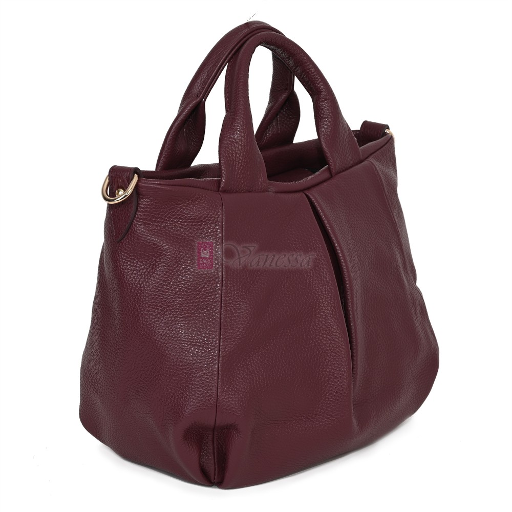 Дамска чанта, от естествена кожа, в цвят бордо Код: EK56