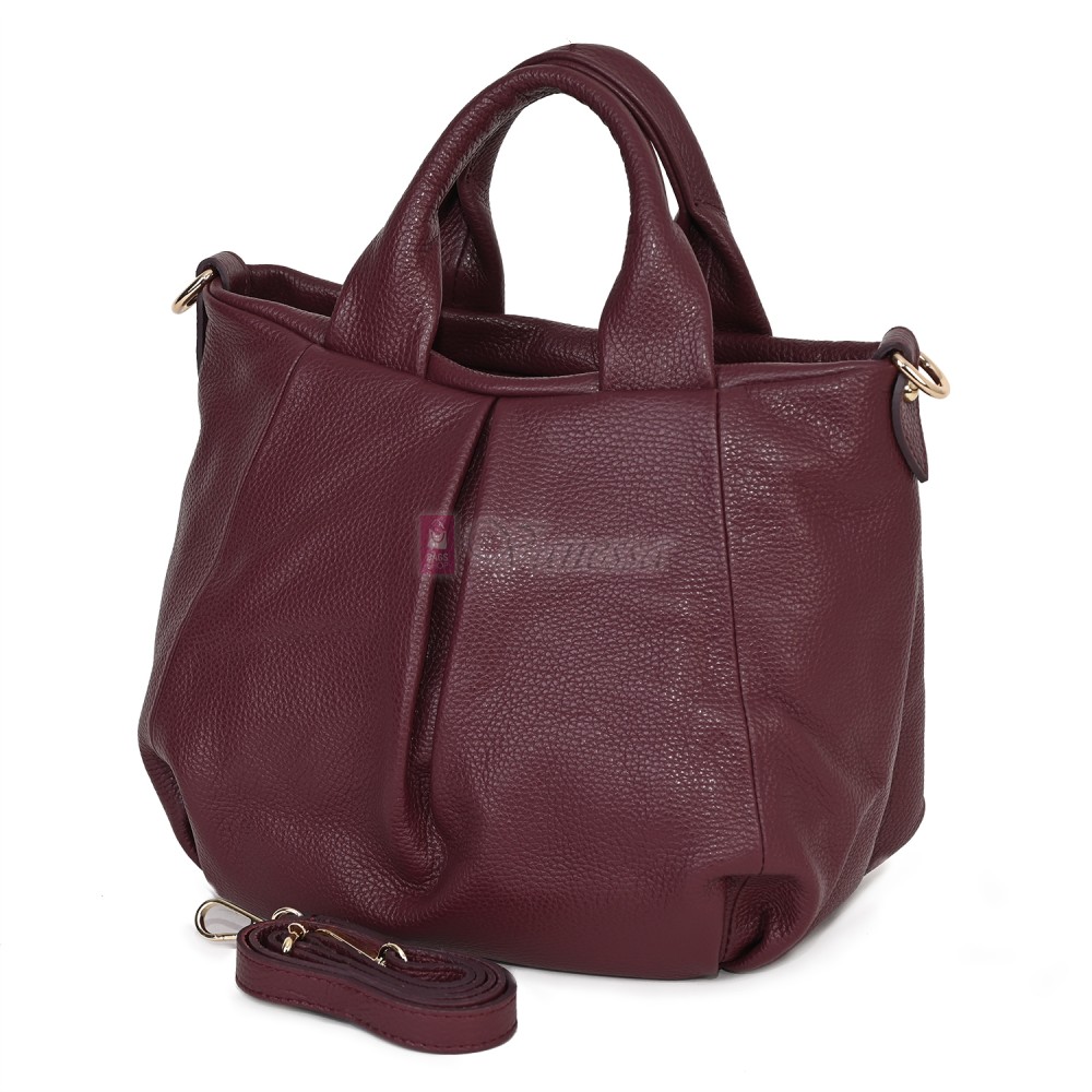 Дамска чанта, от естествена кожа, в цвят бордо Код: EK56