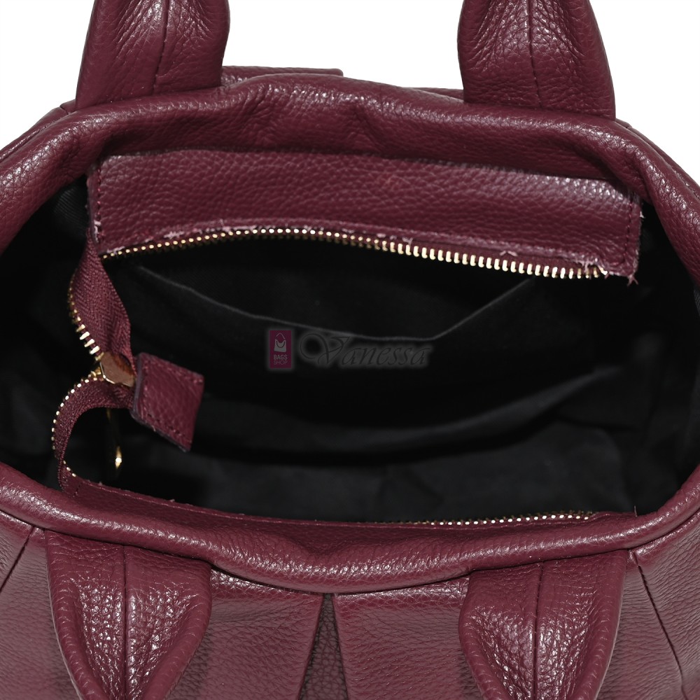 Дамска чанта, от естествена кожа, в цвят бордо Код: EK56