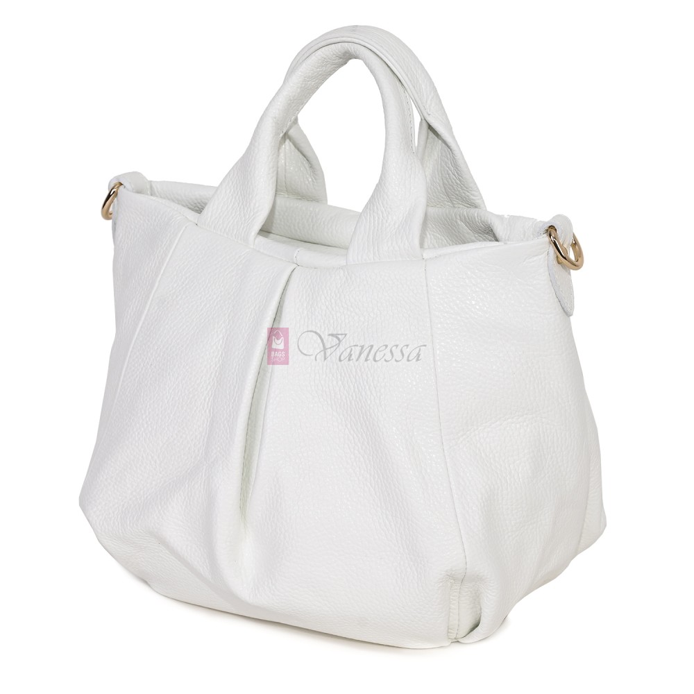 Дамска чанта, от естествена кожа, в бял цвят Код: EK56