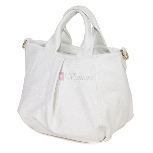 Дамска чанта, от естествена кожа, в бял цвят Код: EK56