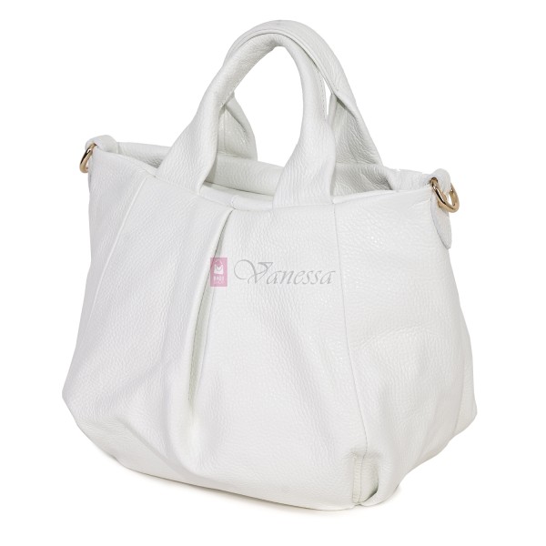 Дамска чанта, от естествена кожа, в бял цвят Код: EK56