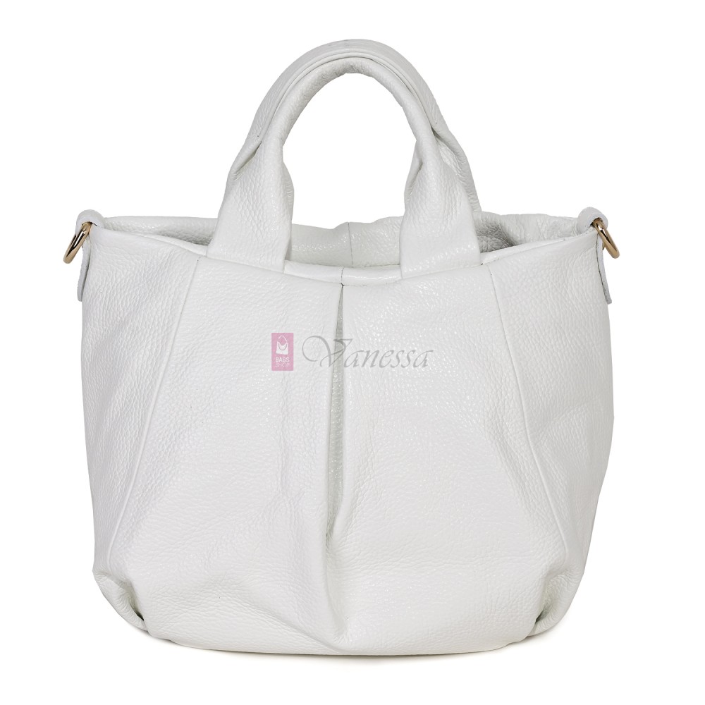 Дамска чанта, от естествена кожа, в бял цвят Код: EK56