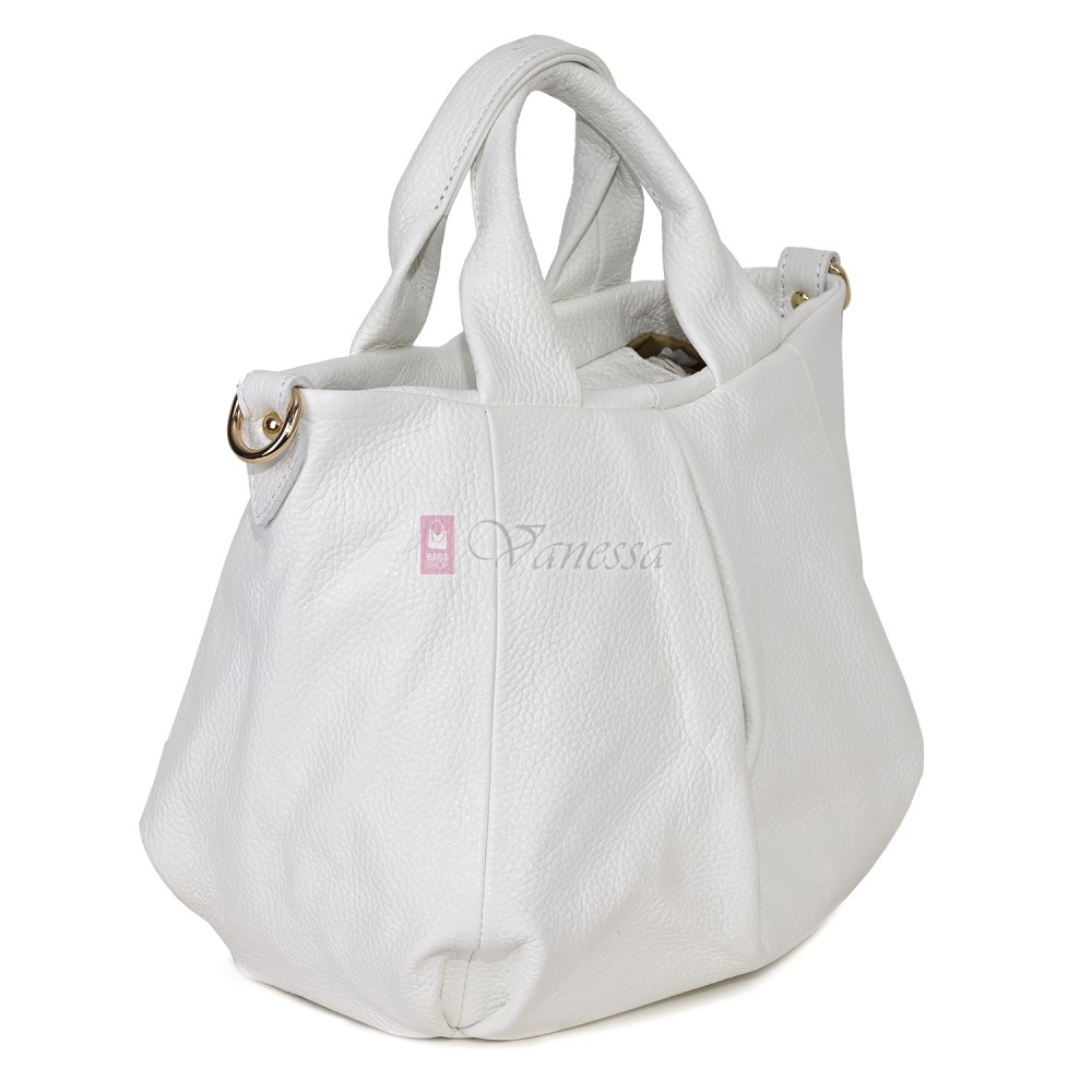 Дамска чанта, от естествена кожа, в бял цвят Код: EK56