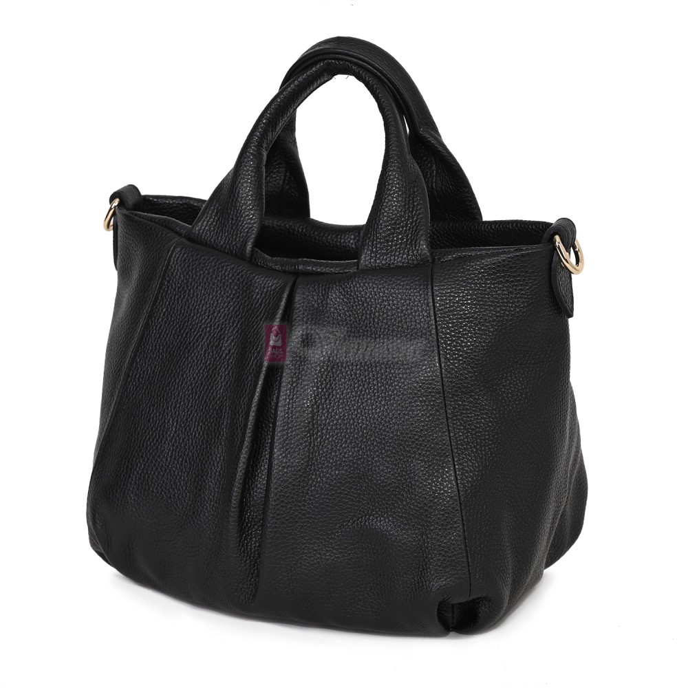 Дамска чанта, от естествена кожа, в черен цвят Код: EK56