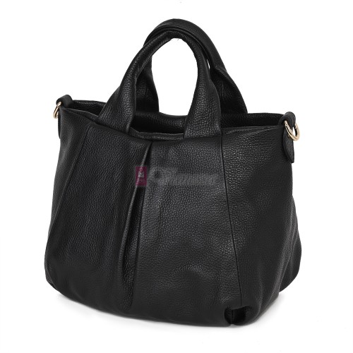 Дамска чанта, от естествена кожа, в черен цвят Код: EK56