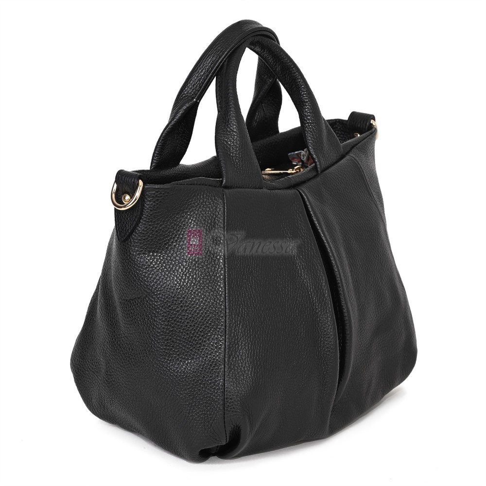 Дамска чанта, от естествена кожа, в черен цвят Код: EK56