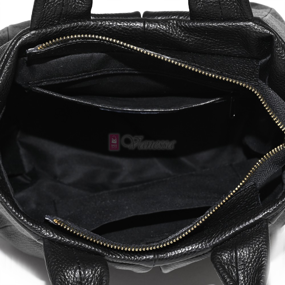 Дамска чанта, от естествена кожа, в черен цвят Код: EK56