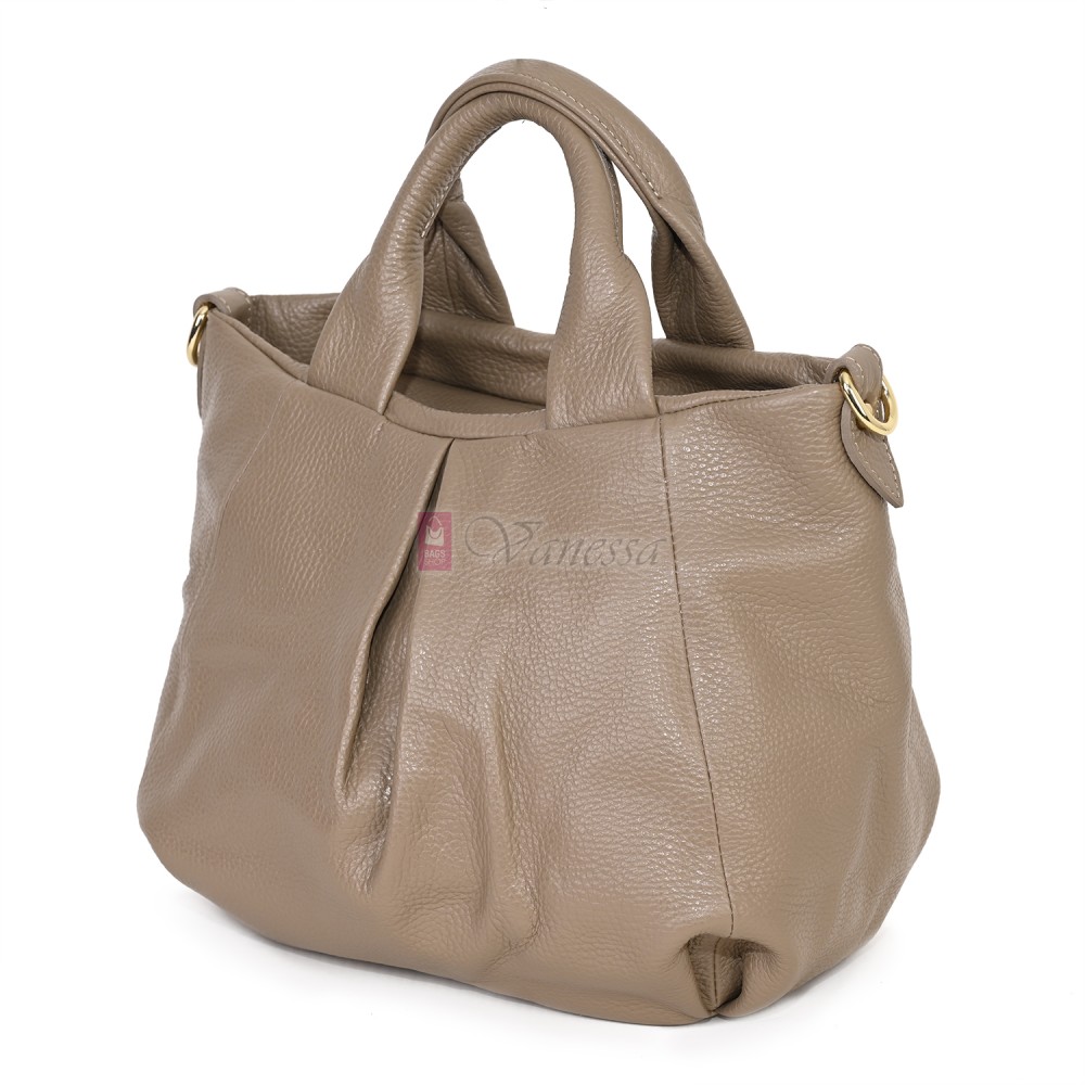 Дамска чанта, от естествена кожа, в тъмнобежов цвят Код: EK56