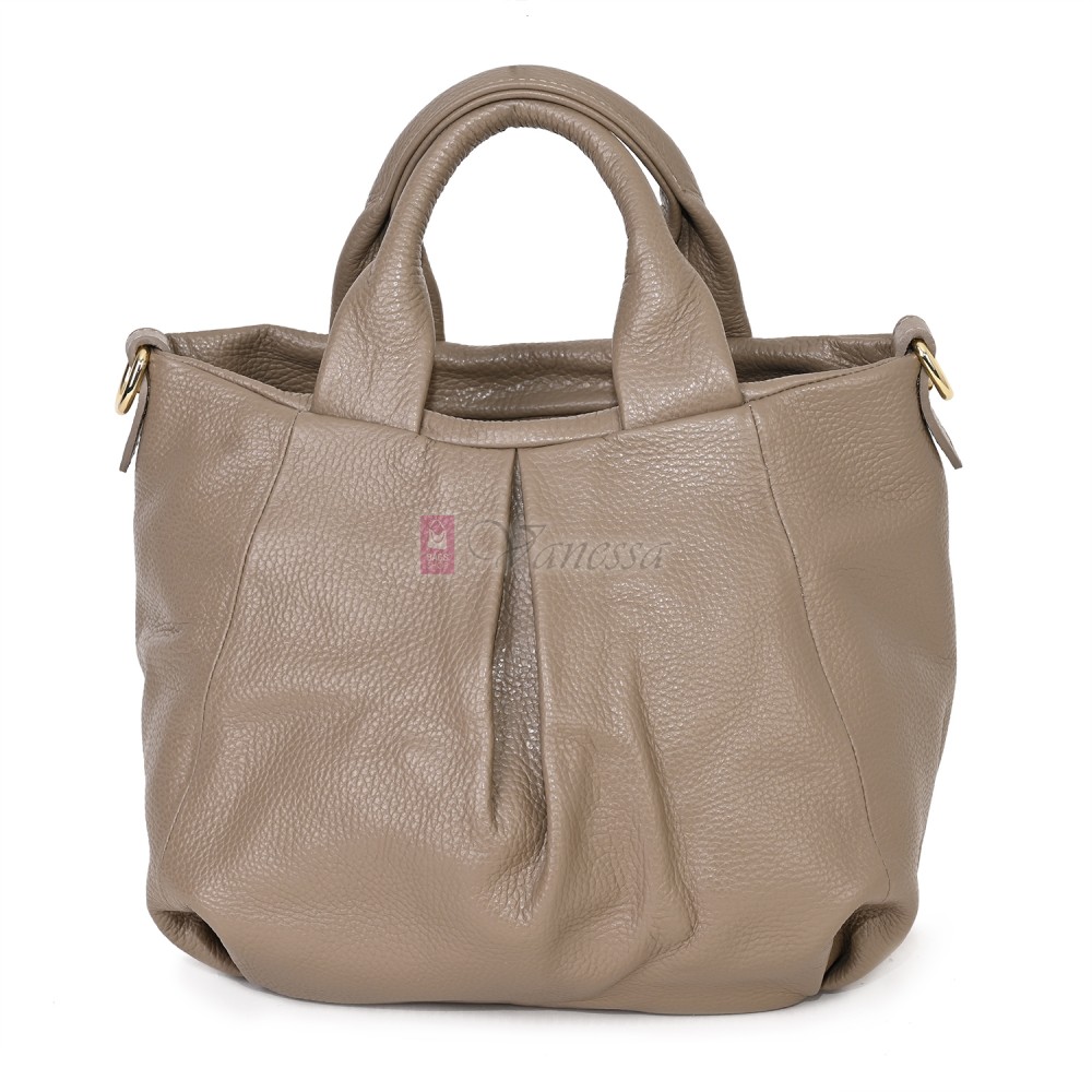 Дамска чанта, от естествена кожа, в тъмнобежов цвят Код: EK56