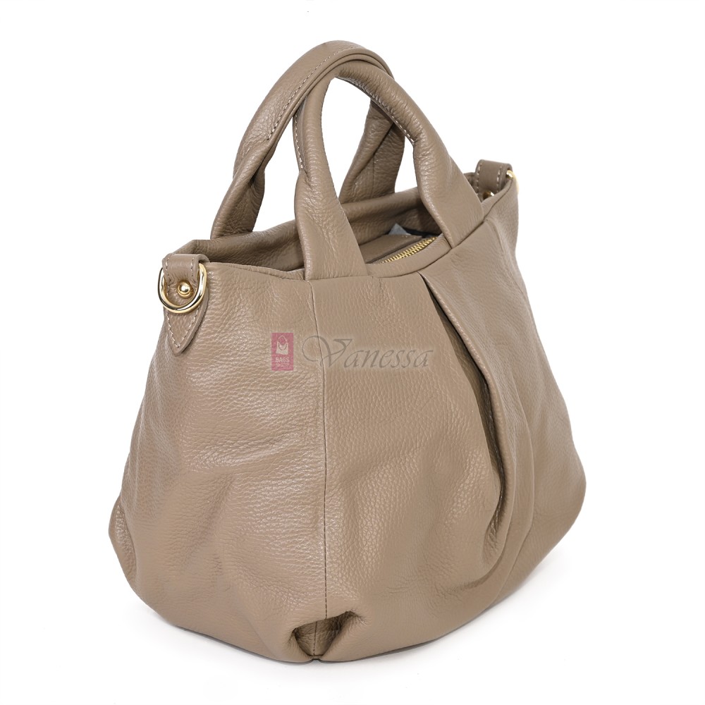 Дамска чанта, от естествена кожа, в тъмнобежов цвят Код: EK56