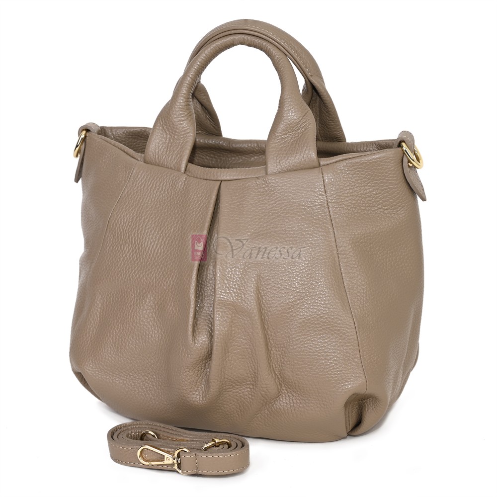 Дамска чанта, от естествена кожа, в тъмнобежов цвят Код: EK56