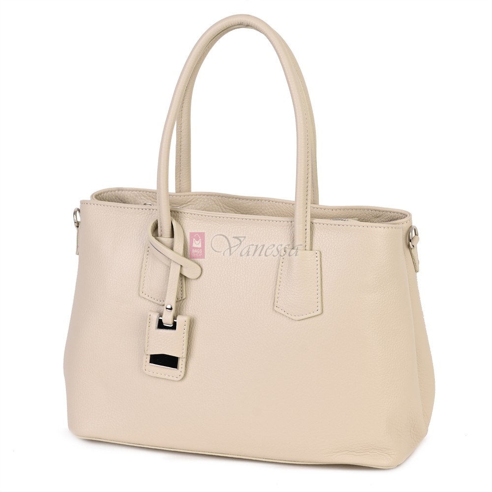 Елегантна дамска чанта от естествена кожа, в светлобежов цвят Код: EK61-1