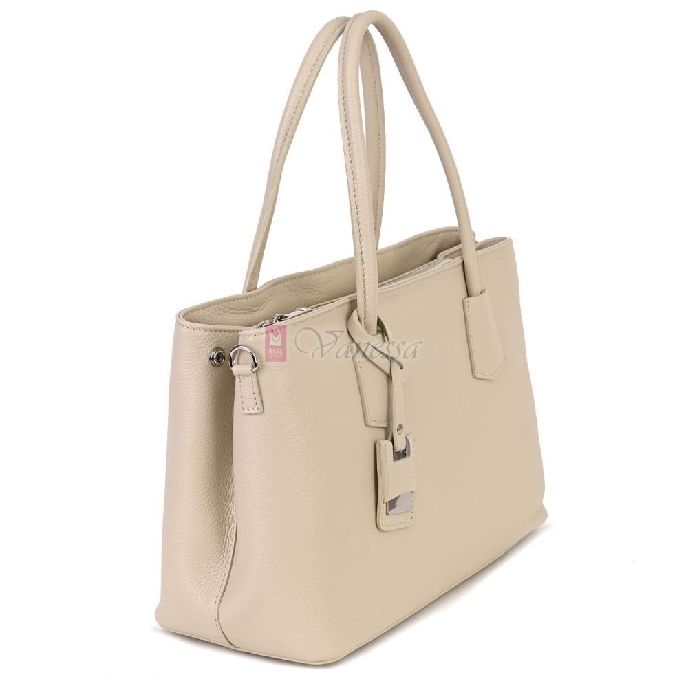 Елегантна дамска чанта от естествена кожа, в светлобежов цвят Код: EK61-1