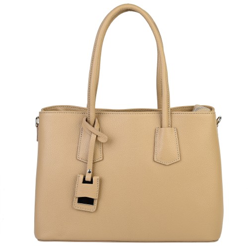 Дамска чанта от естествена кожа в бежов цвят Код: EK61-1