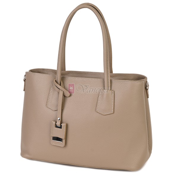 Елегантна дамска чанта от естествена кожа, в бежов цвят Код: EK61-1