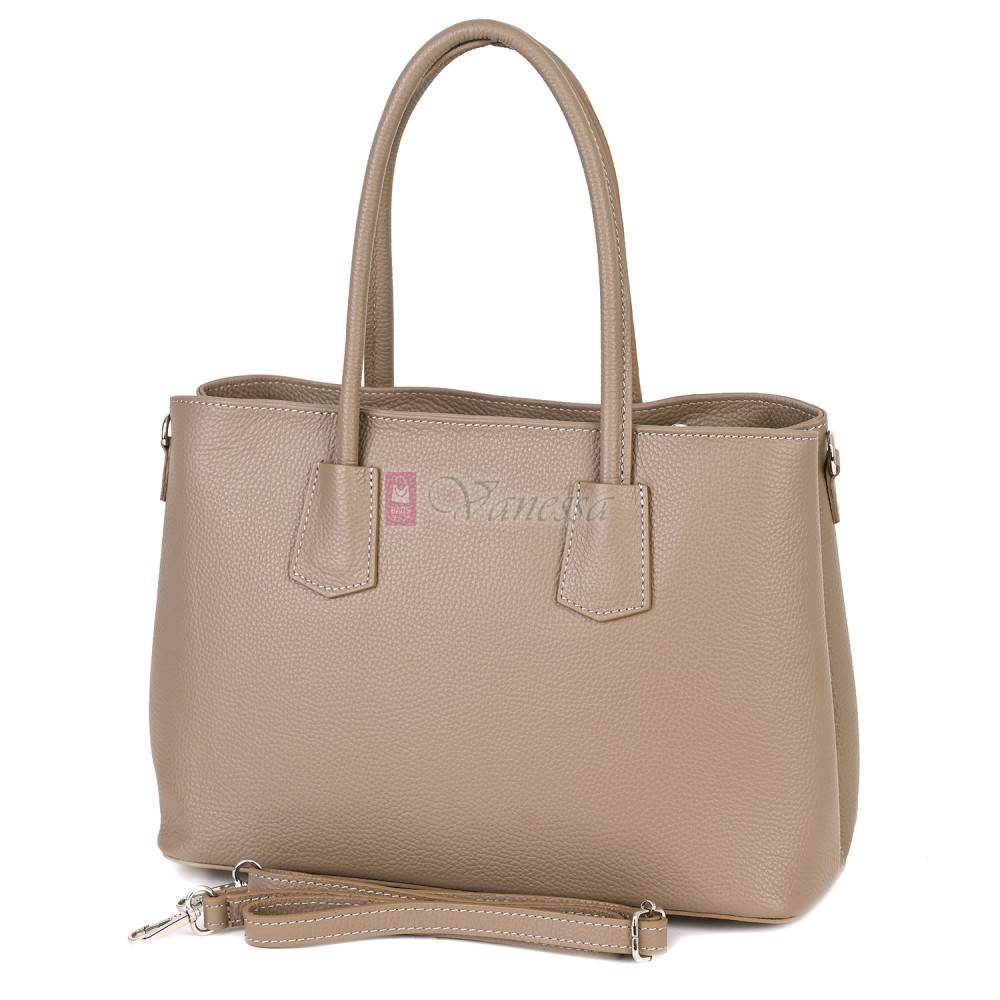 Елегантна дамска чанта от естествена кожа, в бежов цвят Код: EK61-1