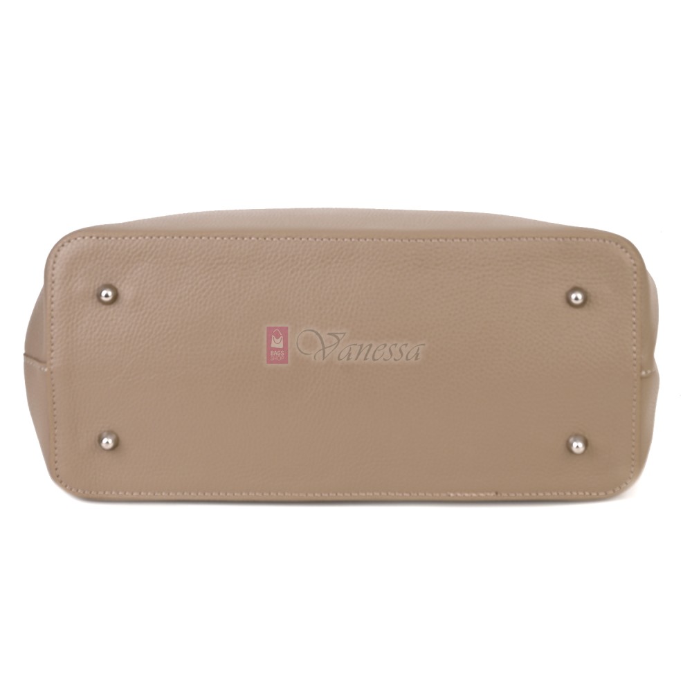 Елегантна дамска чанта от естествена кожа, в бежов цвят Код: EK61-1