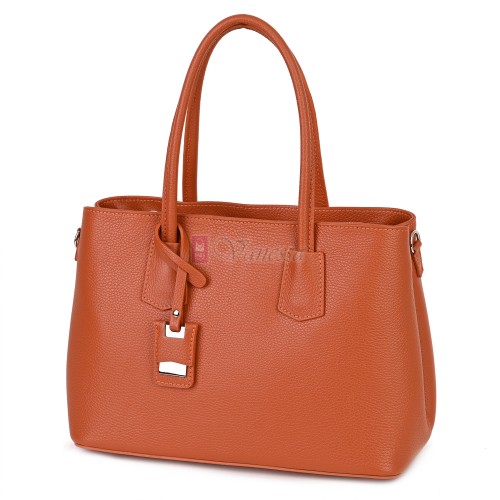 Елегантна дамска чанта от естествена кожа, в оранжев цвят Код: EK61-1