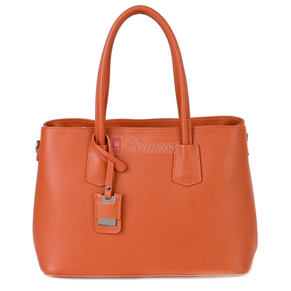 Елегантна дамска чанта от естествена кожа, в оранжев цвят Код: EK61-1