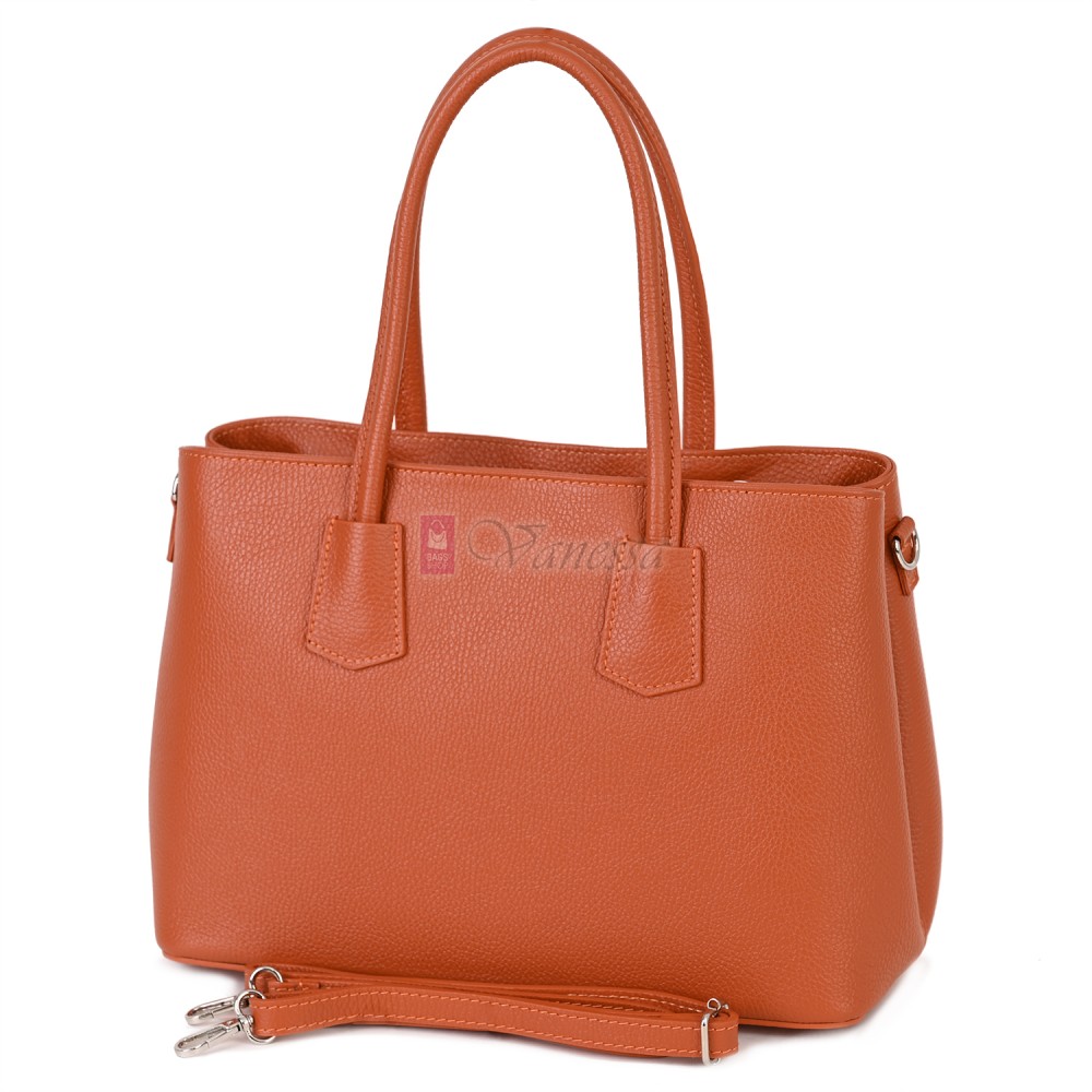 Елегантна дамска чанта от естествена кожа, в оранжев цвят Код: EK61-1